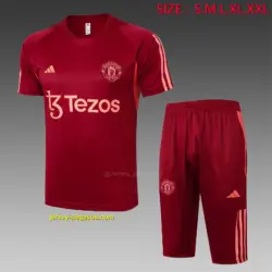 Short-sleeved 2324 maroon Manchester United (with cropped pants)--Manchest