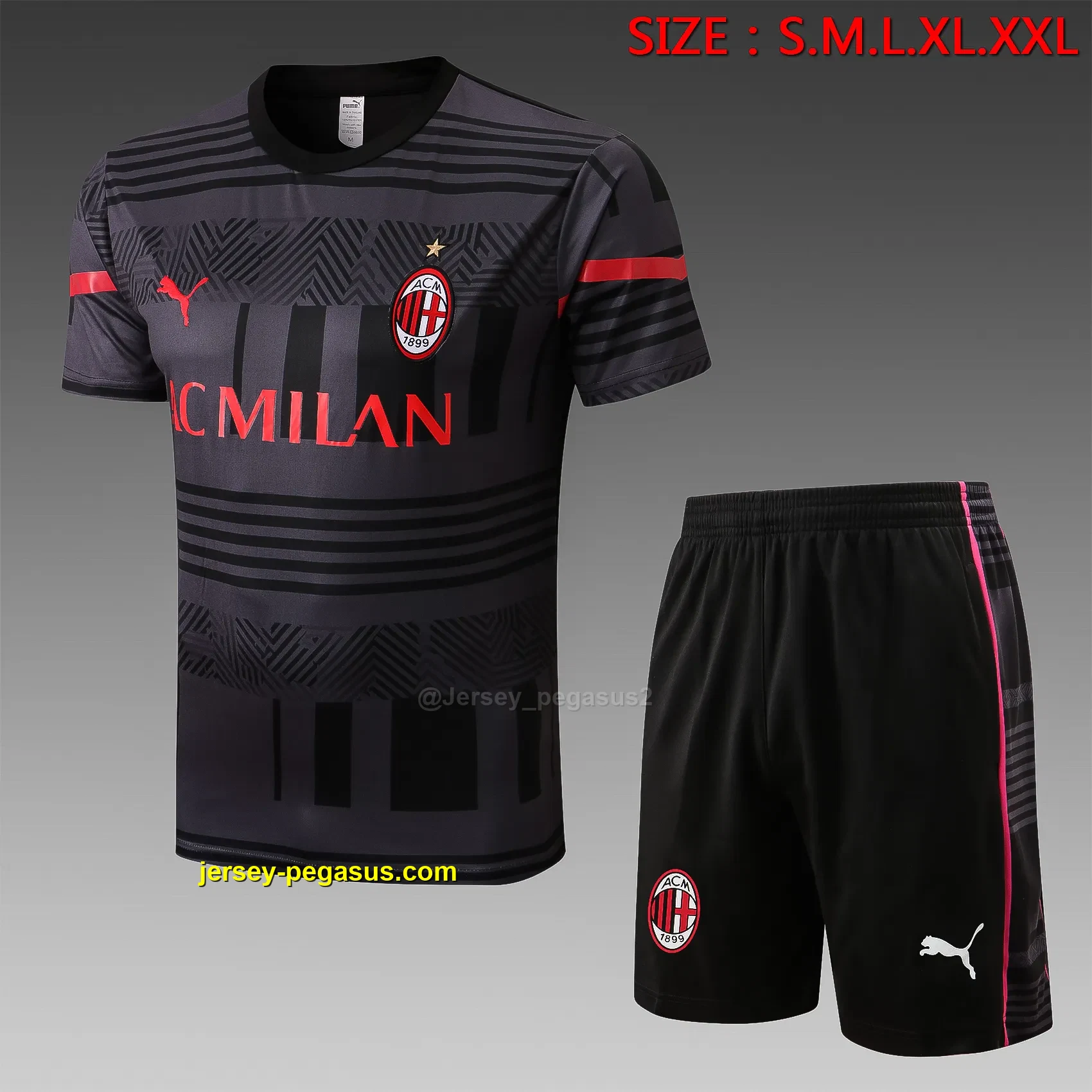 Short-sleeved AC Milan gray (with cropped pants) Short-sleeved AC Milan gray (with cropped pants)