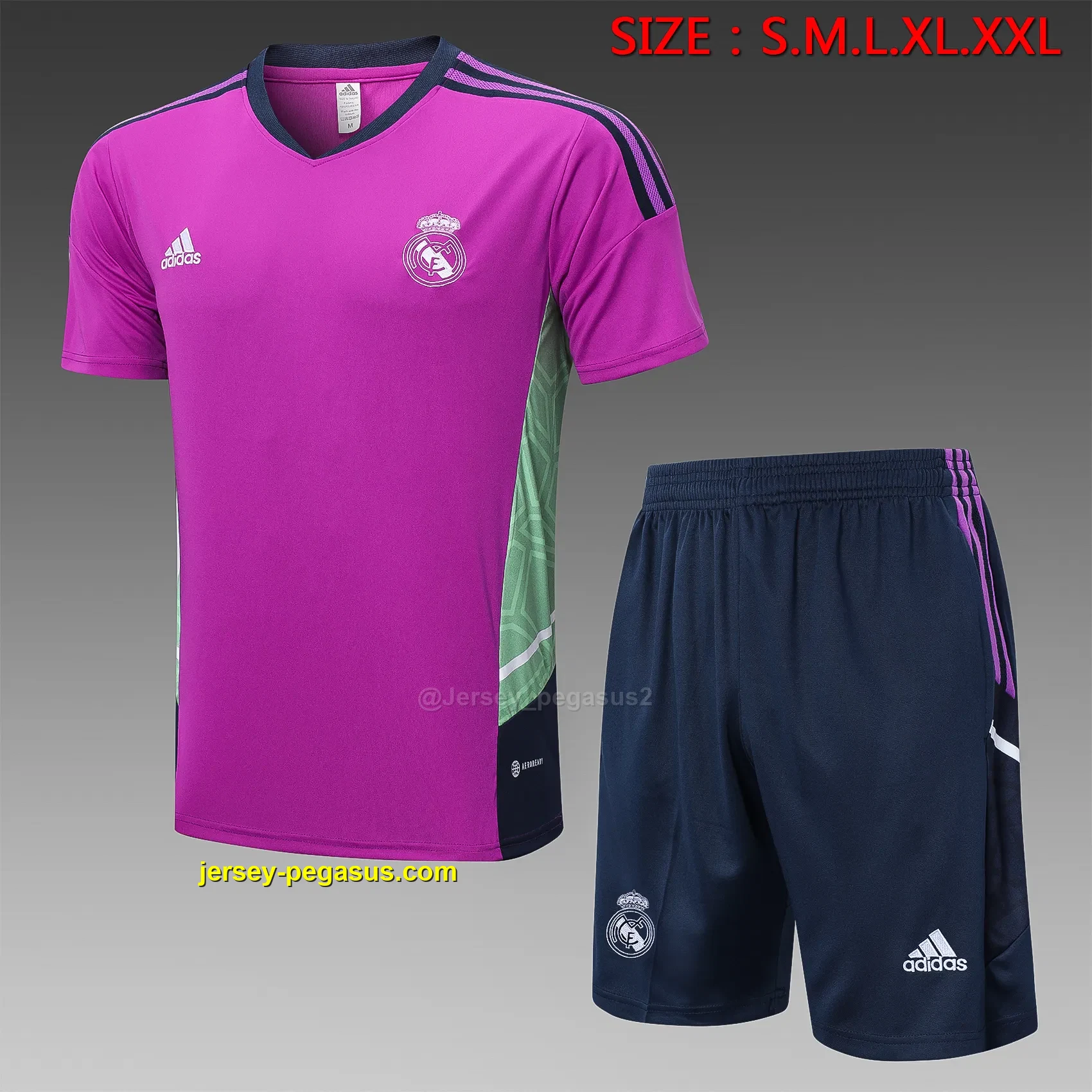 short-sleeved 2223 Real Madrid dark purple (with five-length pants)) short-sleeved 2223 Real Madrid dark purple (with five-length pants))