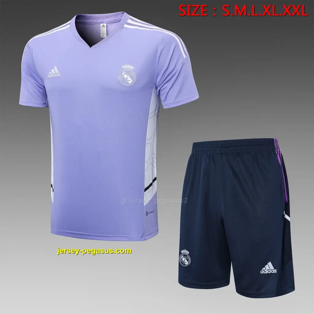short-sleeved 2223 Real Madrid light purple (with five-length pants))