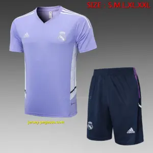 short-sleeved 2223 Real Madrid light purple (with five-length pants))