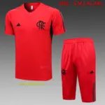 short-sleeved 2324 flamenco red (with cropped pants)