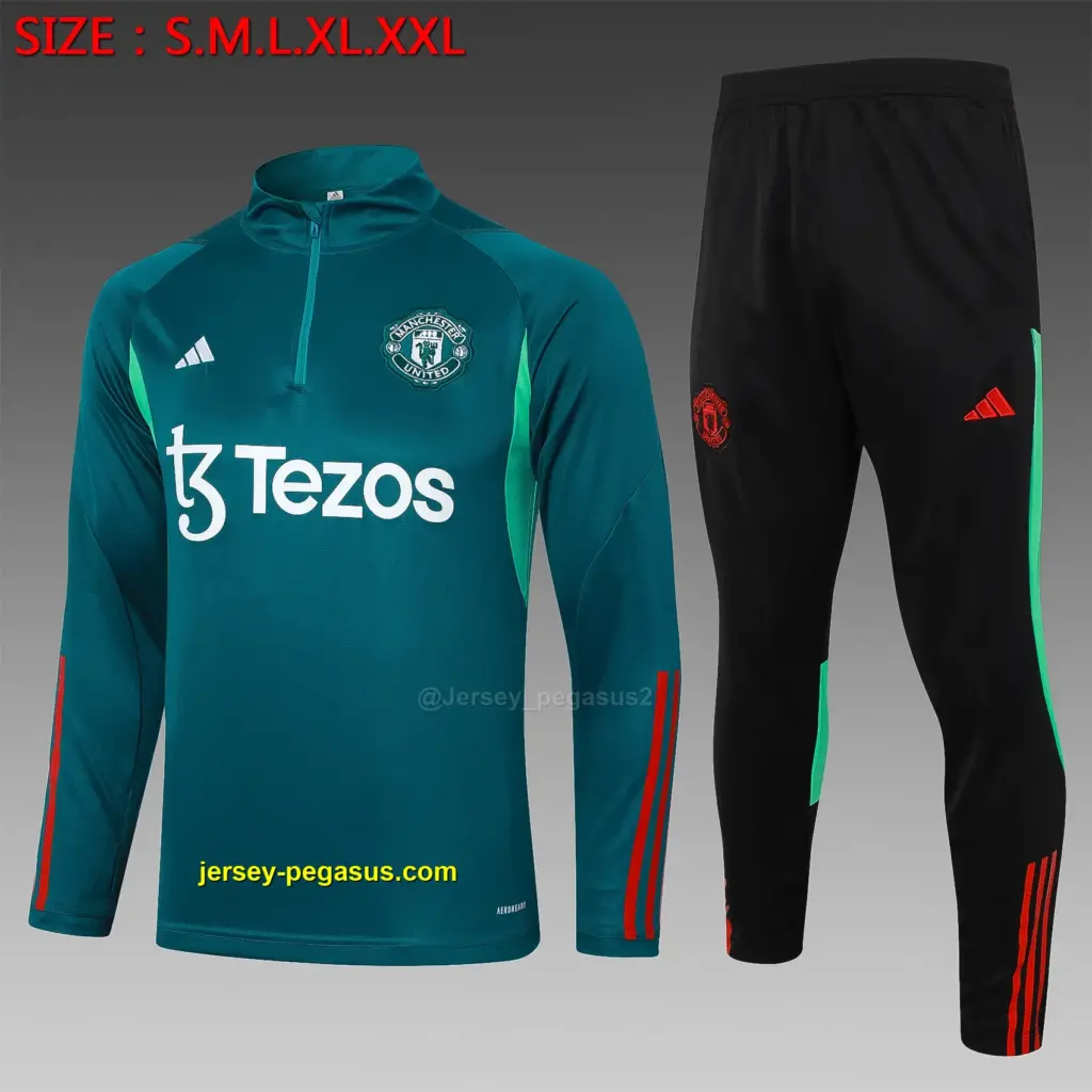 2324 half pull Manchester United dark green-Manchester United