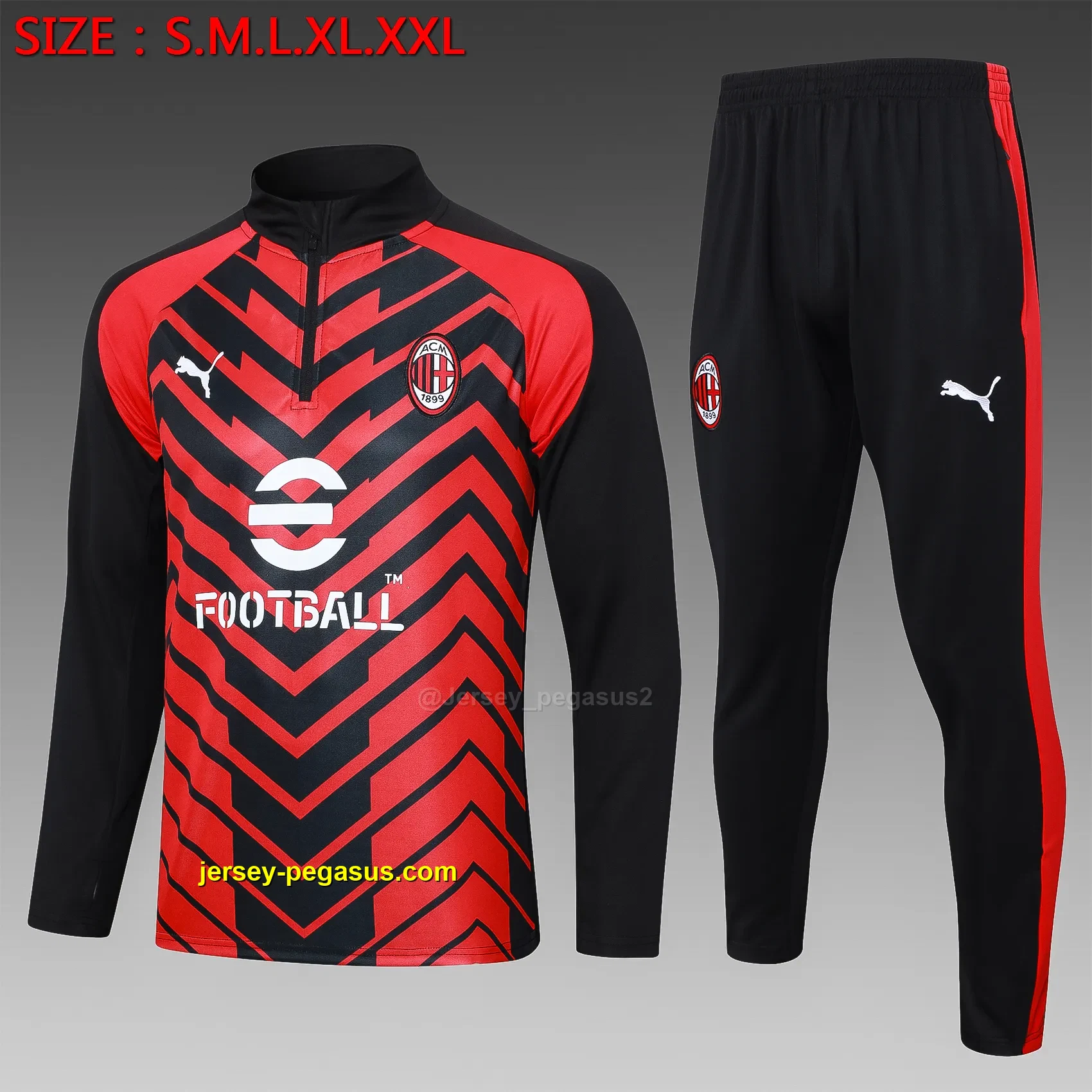 2324 half-pull AC Milan black and red 2324 half-pull AC Milan black and red