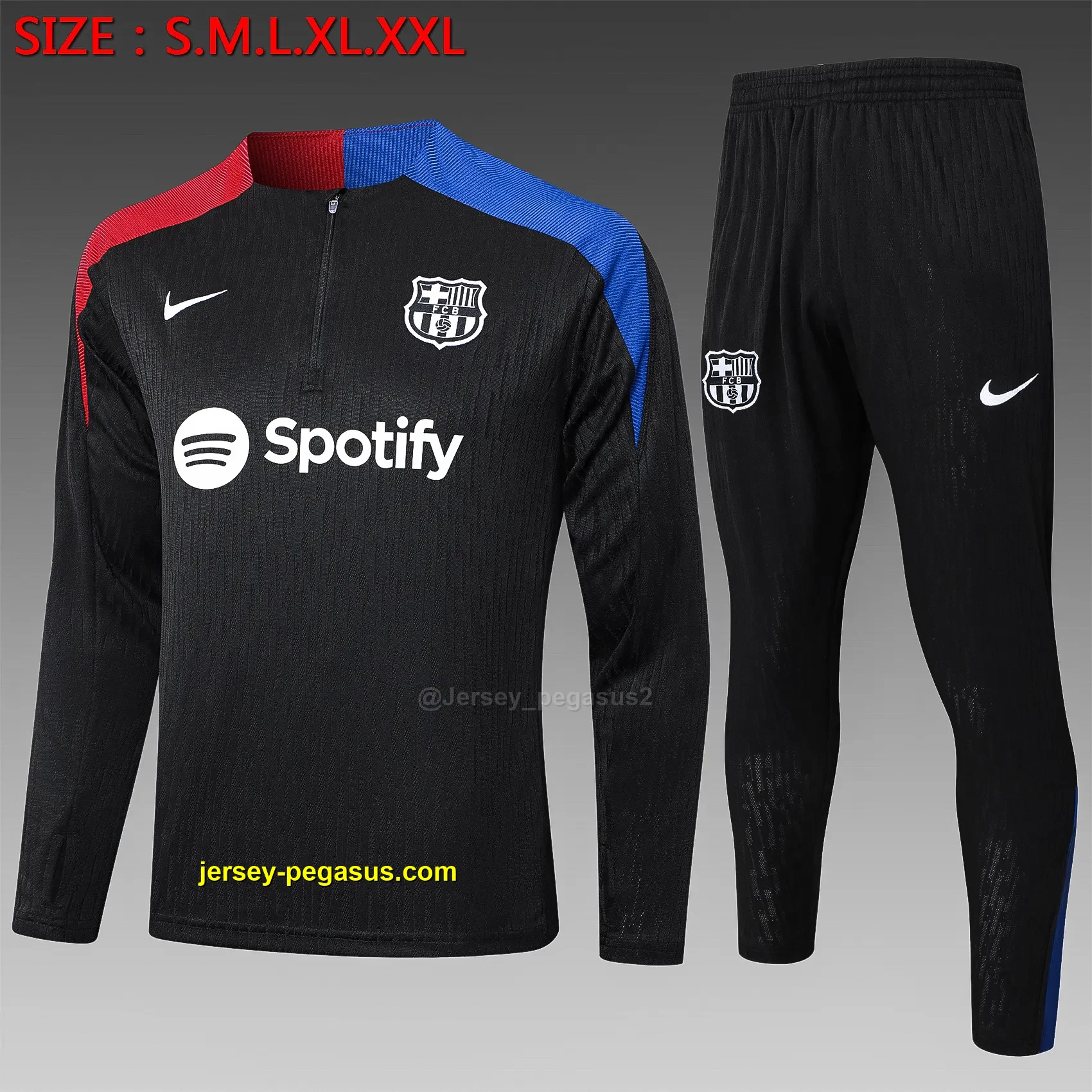 2425 Half La Barcelona black (player version)-Barcelona 2425 Half La Barcelona black (player version)-Barcelona