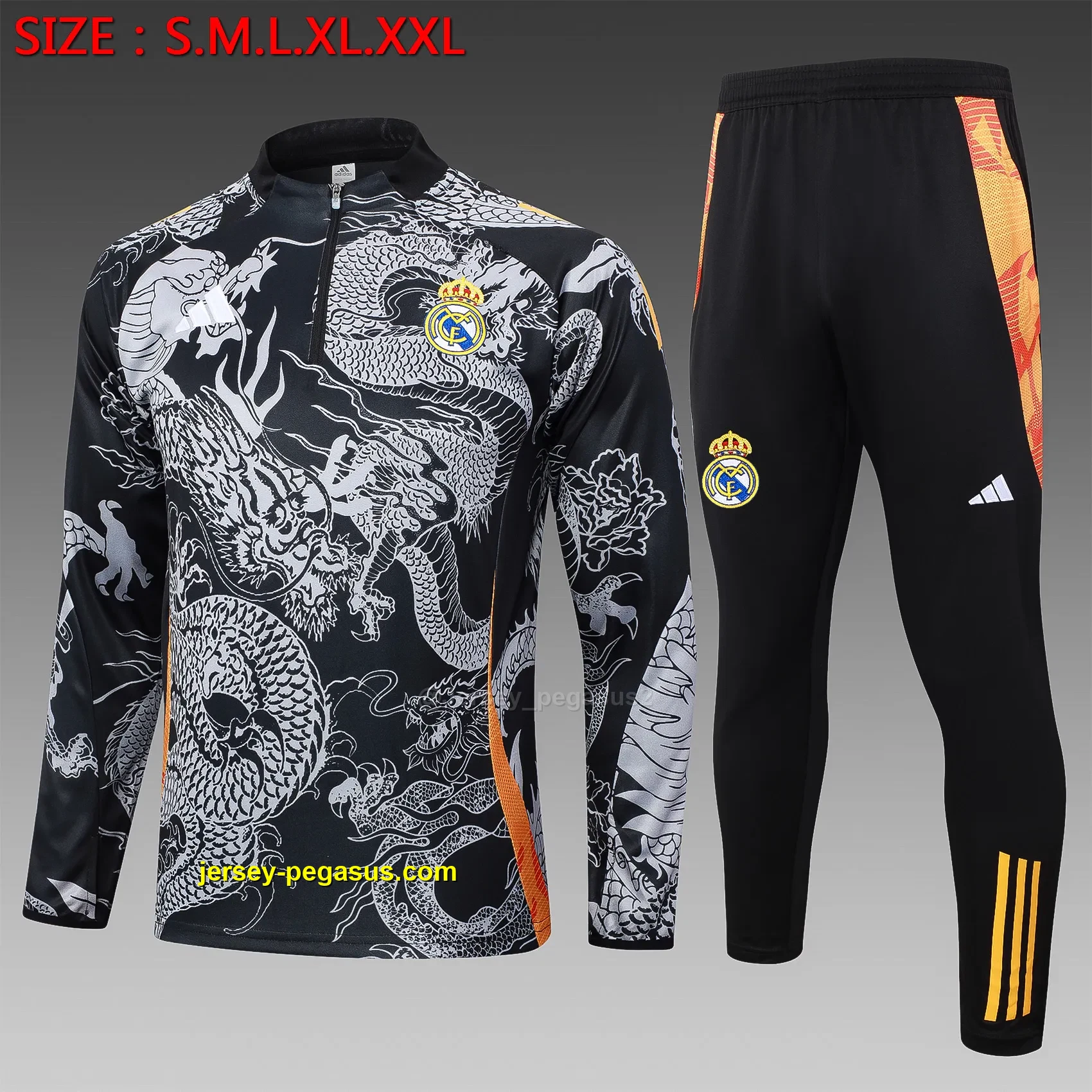 2425 Half Pull Real Madrid Black (Inkjet Dragon)-Real Madrid 2425 Half Pull Real Madrid Black (Inkjet Dragon)-Real Madrid