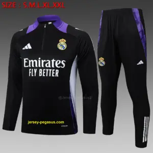 2425 Half Pull Real Madrid Black (Purple Collar)-Real Madrid