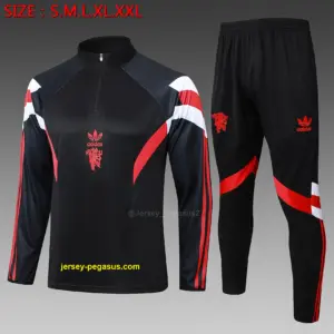 2425 half pull Manchester United black (clover adidas logo)-Manchester Uni