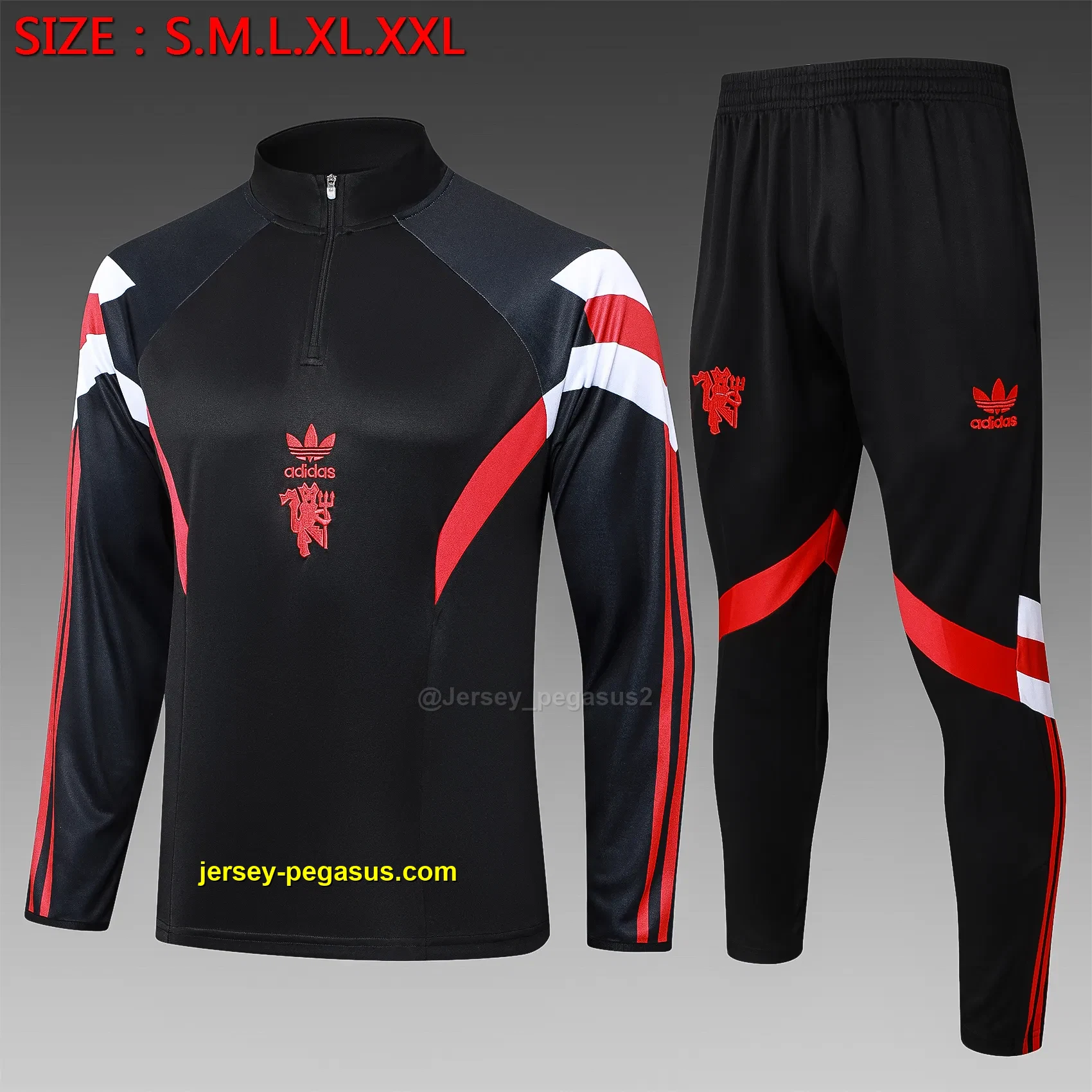 2425 half pull Manchester United black (clover adidas logo)-Manchester Uni 2425 half pull Manchester United black (clover adidas logo)-Manchester Uni
