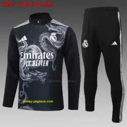 2425 half-pull Real Madrid black inkjet (shoulder white on three sides)-Re