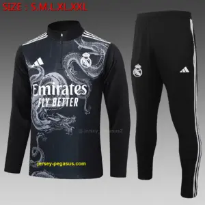 2425 half-pull Real Madrid black inkjet (shoulder white on three sides)-Re