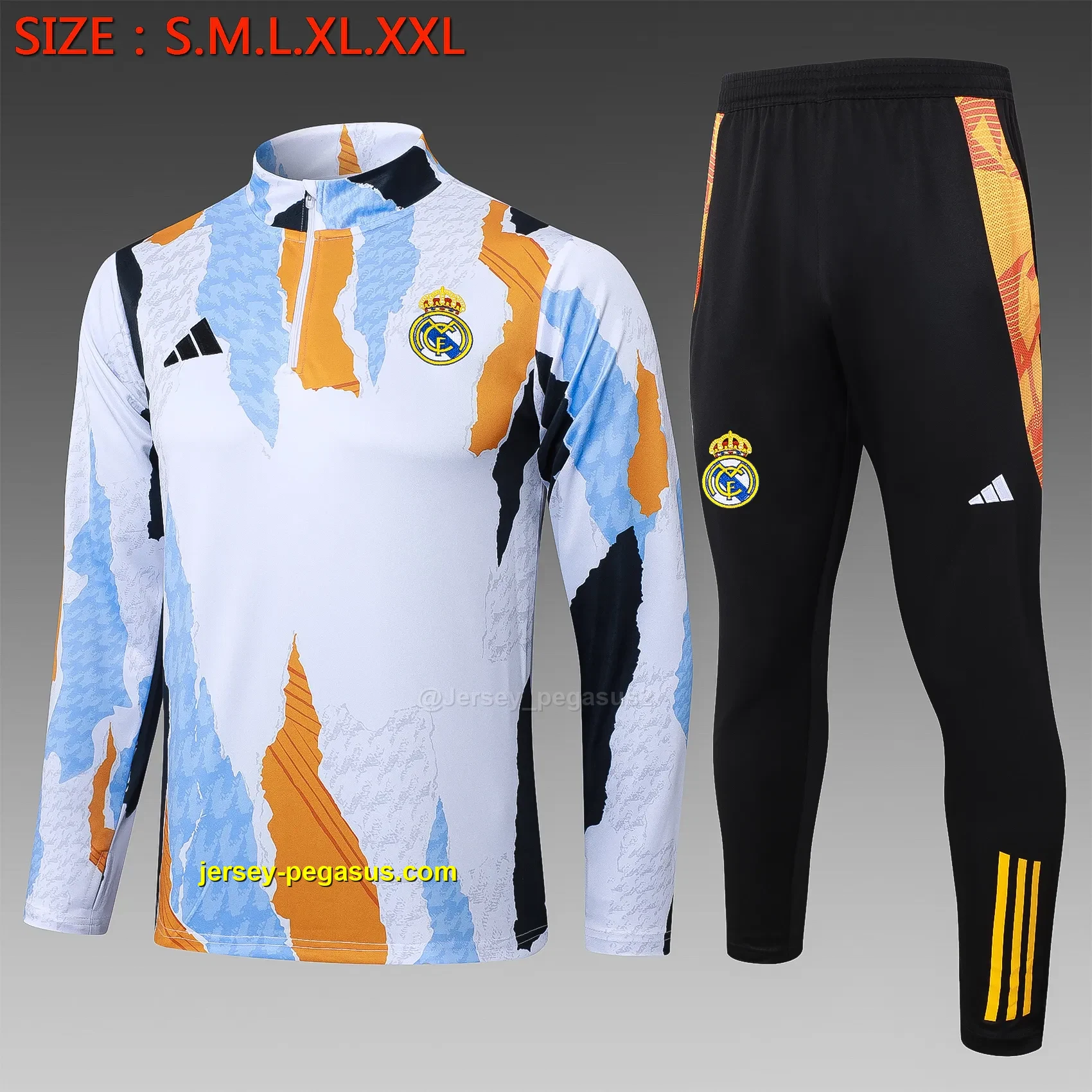 2425 half-pull Real Madrid blue white and yellow inkjet-Real Madrid 2425 half-pull Real Madrid blue white and yellow inkjet-Real Madrid