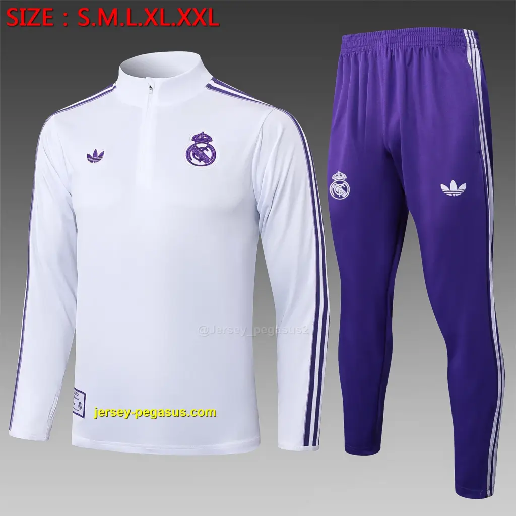 2526 Half Pull Real Madrid White Retro Version-Real Madri