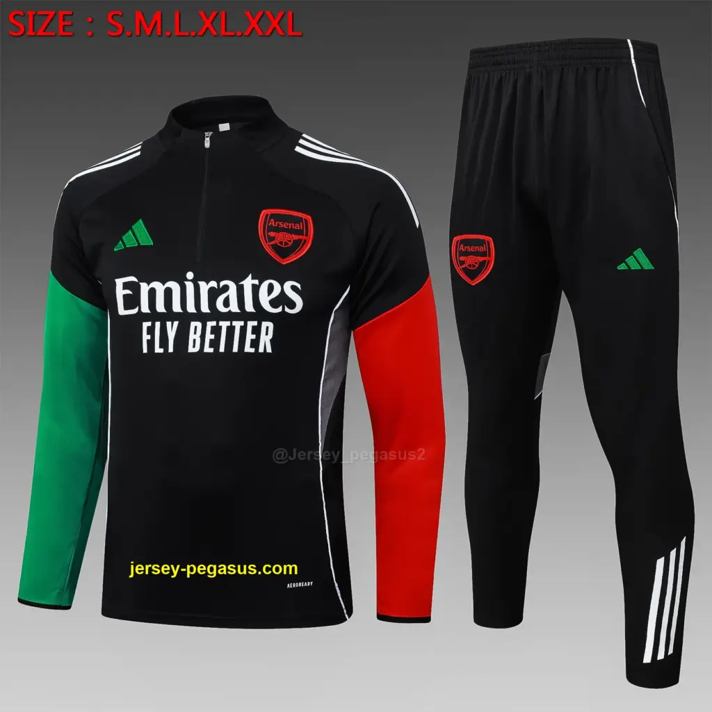 2526 half pull Arsenal black (red and green sleeves)-Arsenal