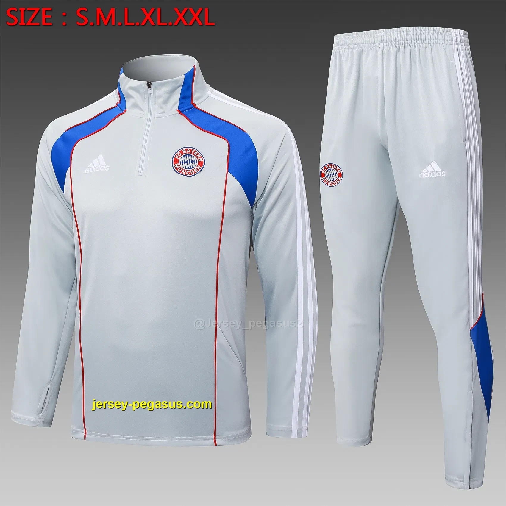 2526 half-pull Bayern light gray retro version (blue color)-Bayern Munich 2526 half-pull Bayern light gray retro version (blue color)-Bayern Munich