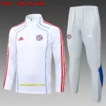 2526 half-pull Bayern white retro version (blue edge)-Bayern Munich