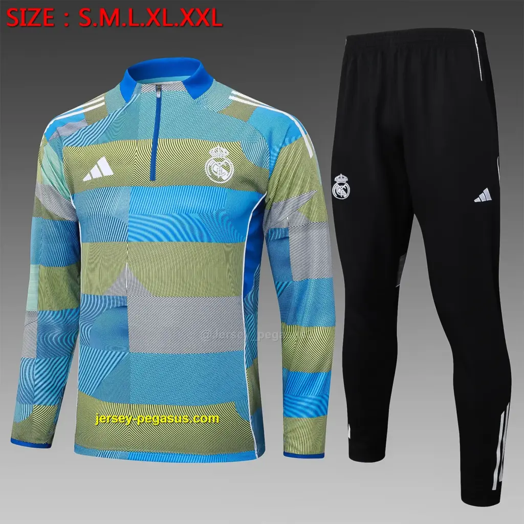 2526 half-pull Real Madrid blue and green striped inkjet-Real Madri