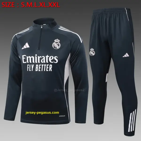 2526 half-pull Real Madrid dark gray (light pink on three sides)-Real Mad 2526 half-pull Real Madrid dark gray (light pink on three sides)-Real Mad