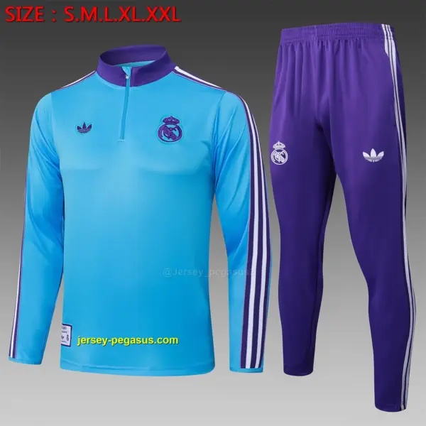 2526 half-pull Real Madrid light blue retro version-Real Madri 2526 half-pull Real Madrid light blue retro version-Real Madri