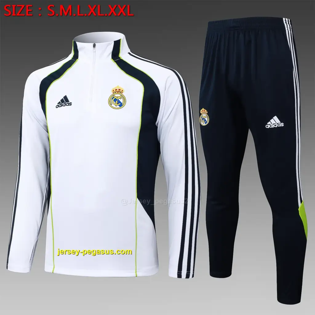 2526 half-pull Real Madrid white retro version (upper cyan color)-Real Ma