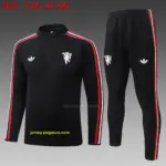 2627 half pull Manchester United black (red and white webbing)-Mancheste