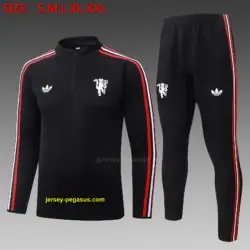 2627 half pull Manchester United black (red and white webbing)-Mancheste