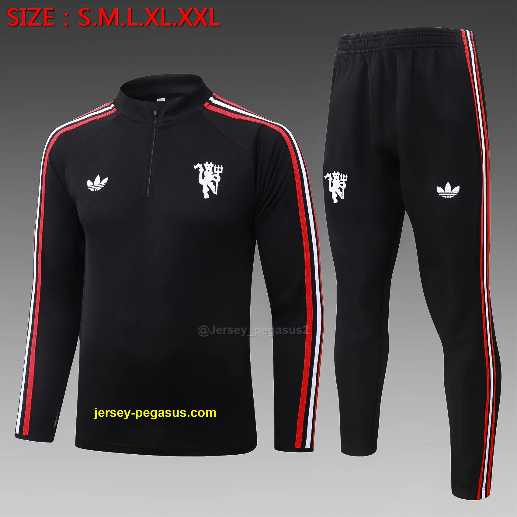 2627 half pull Manchester United black (red and white webbing)-Mancheste 2627 half pull Manchester United black (red and white webbing)-Mancheste