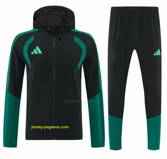 Adidas Black Full Zipper Hooded Windbreaker Jacket Tracksuit + Long Pants