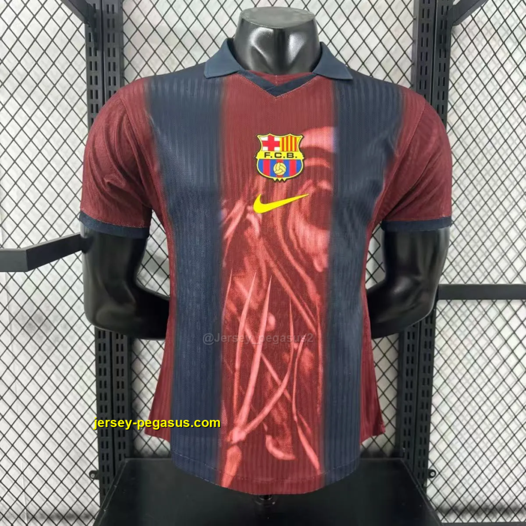 Retro 2000-01 Barcelona x Travis Scott Home Player Version Jersey