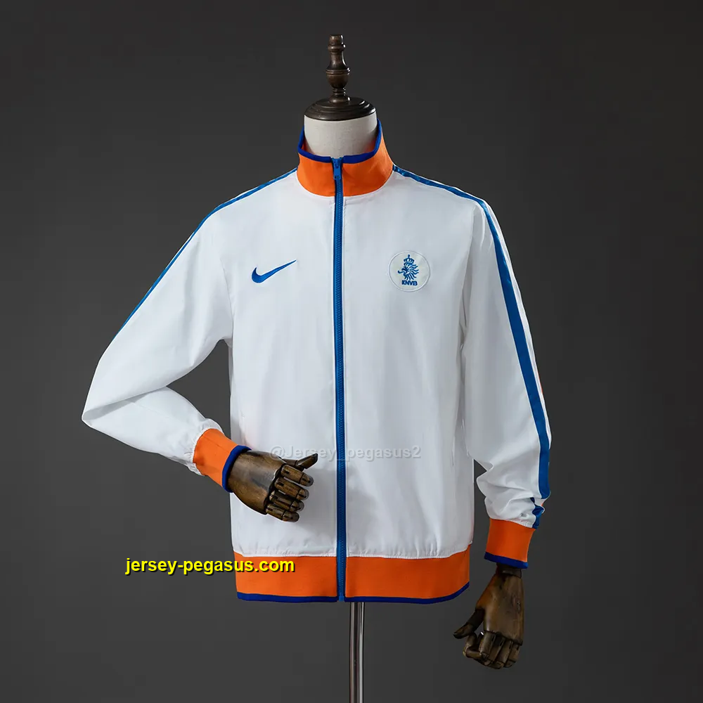 Netherlands Retro Windbreaker White Netherlands Retro Windbreaker White