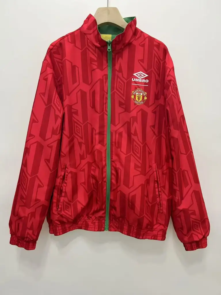 0607 Manchester United yellow and green double-sided silicone windbreaker