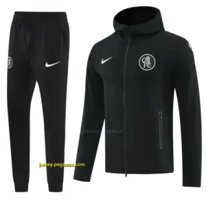 Chelsea Black Full Zipper Hoodie Windbreaker + Long Pants