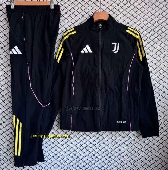 Juventus Black Full Zipper Windbreaker + Long Pants