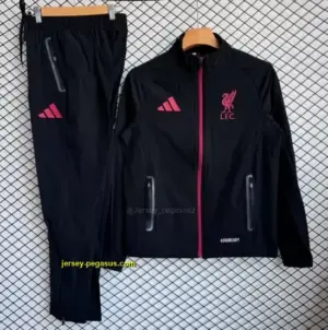Liverpool BlackRed Full Zipper Windbreaker + Long Pants