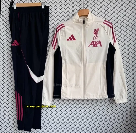 Liverpool CreamRed Full Zipper Windbreaker + Long Pants