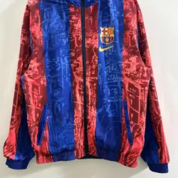 2425 Barcelona red and blue striped double-sided silicone windbreaker