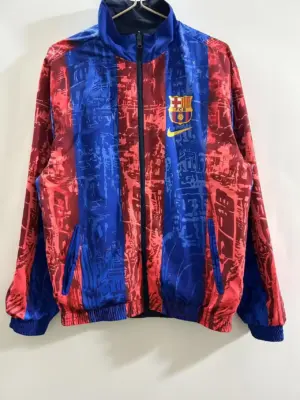 2425 Barcelona red and blue striped double-sided silicone windbreaker