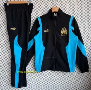 Olympique Marseille Black Full Zipper Windbreaker + Long Pants