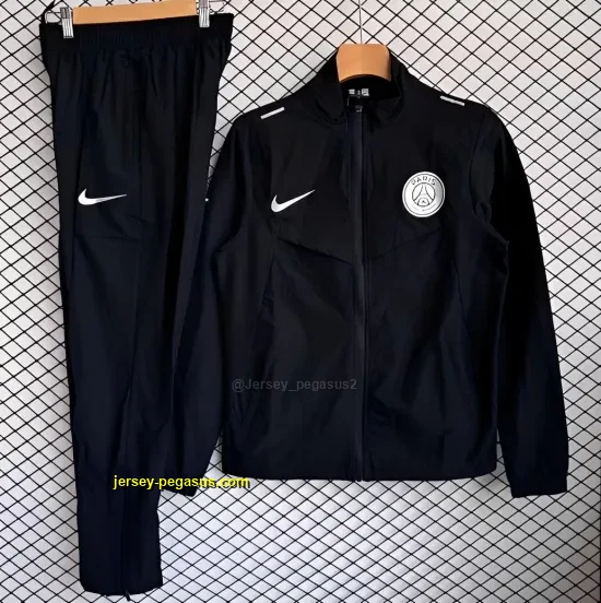 PSG Black Full Zipper Windbreaker +Long Pants