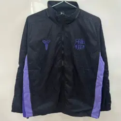 2526 Barcelona black and purple single-sided embroidered windbreaker
