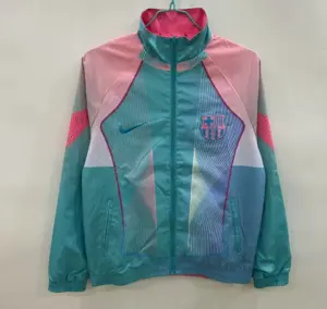 2526 Barcelona pink and green double-sided embroidered windbreaker