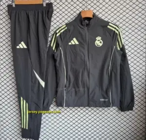 Real Madrid BlackGreen Full Zipper Windbreaker + Long Pants