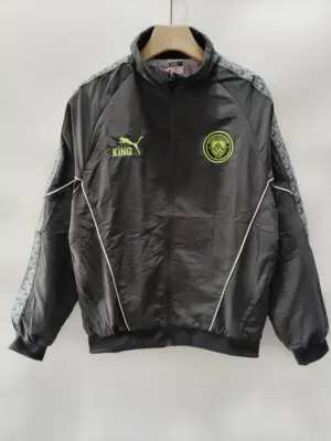 2627 Manchester City dark gray quilted embroidered windbreaker