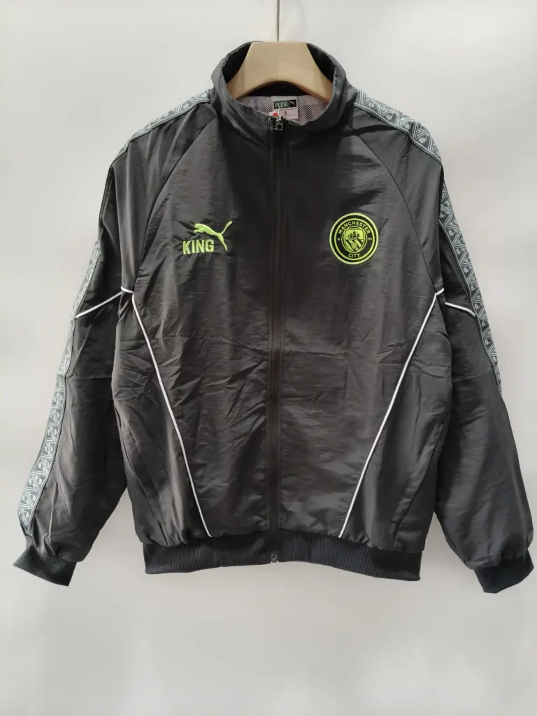 2627 Manchester City dark gray quilted embroidered windbreaker
