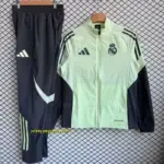 Real Madrid Green Full Zipper Windbreaker + Long Pants