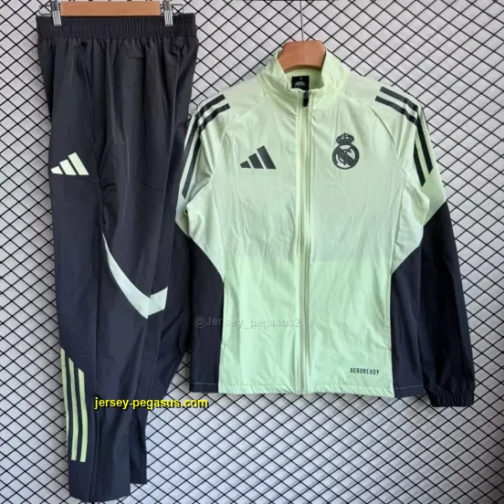 Real Madrid Green Full Zipper Windbreaker + Long Pants