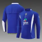 2002 Brazil Color Blue Half Zipper Jacket+Long Pants