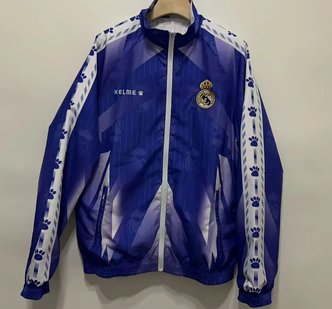 9697 Real Madrid purple and white double-sided embroidered windbreaker 9697 Real Madrid purple and white double-sided embroidered windbreaker