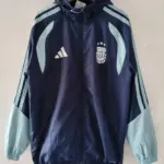 Argentinian sapphire blue hooded single-sided windbreaker