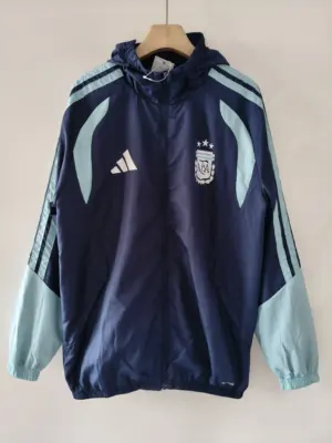 Argentinian sapphire blue hooded single-sided windbreaker